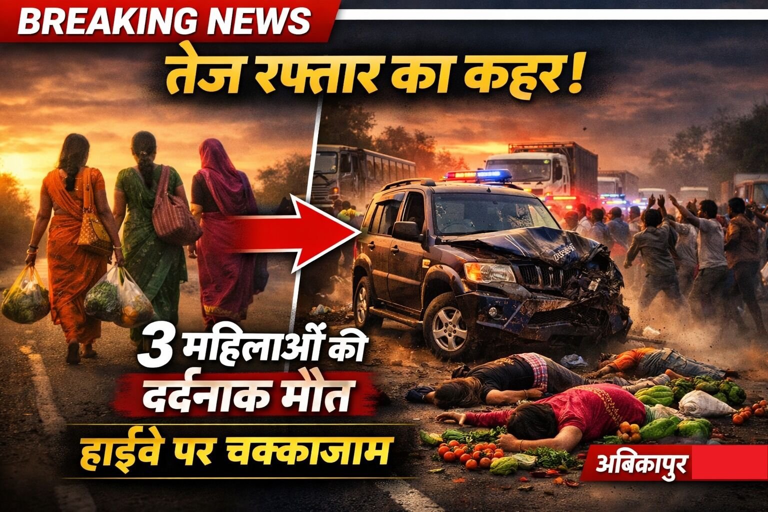 Ambikapur Accident: दानव बन कर दौड़ा स्कार्पियो, तीन महिलाओं को कुचल कर मार डाला, आक्रोशित भीड़ का फूटा गुस्सा, भारी पुलिस बल तैनात