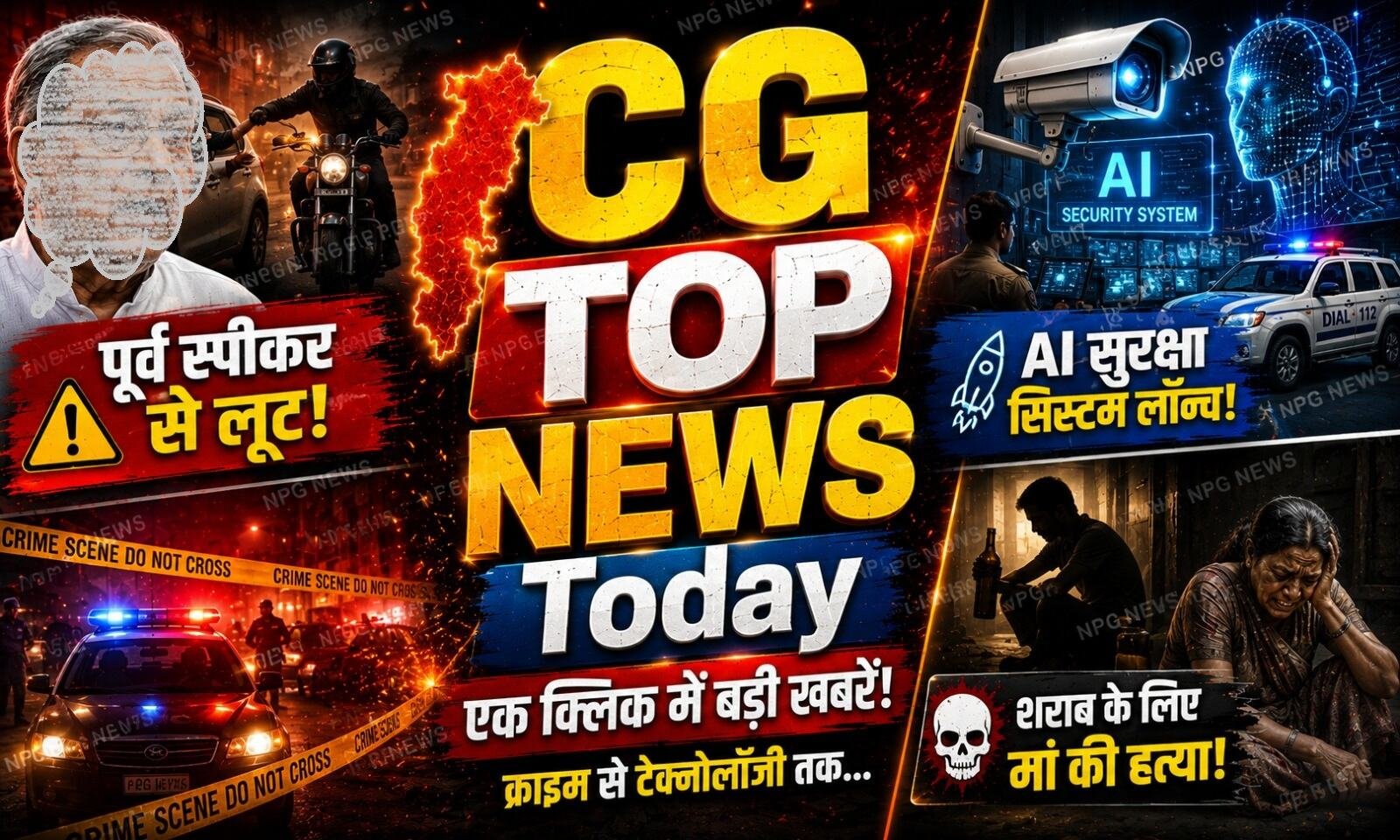 CG Top News Today: पूर्व विधानसभा अध्यक्ष धरमलाल कौशिक से लूट, छत्तीसगढ़ में AI सुरक्षा सिस्टम लॉन्च, शराब के लिए बेटे ने मां की हत्या.. पढ़ें आज की हर बड़ी खबर एक क्लिक में